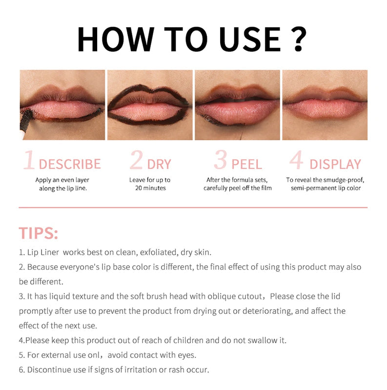 Peel & Glow Lip Stain – Natural Look, Waterproof, All-Day Wear